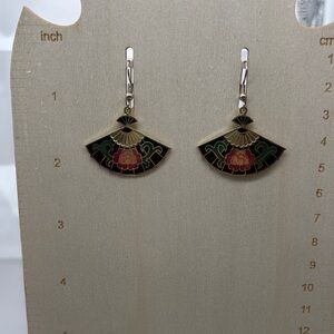 Artisan Gold and Black Fan Earrings